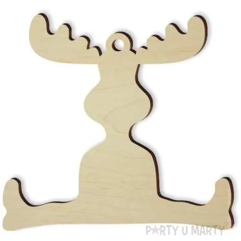 zawieszka drewniana renifer szpagat 80 x 76 mm