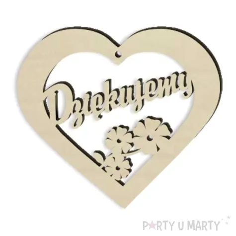 zawieszka drewniana serce dziekujemy 90x80 mm