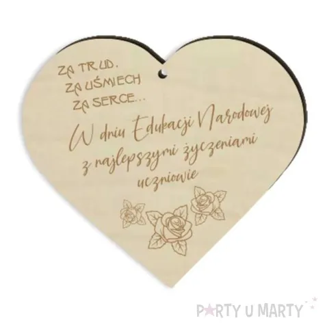 zawieszka drewniana serce dzien edukacji narodowej 90x80 mm