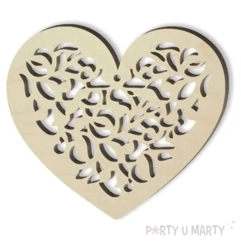zawieszka drewniana serce ornamenty 90x80 mm