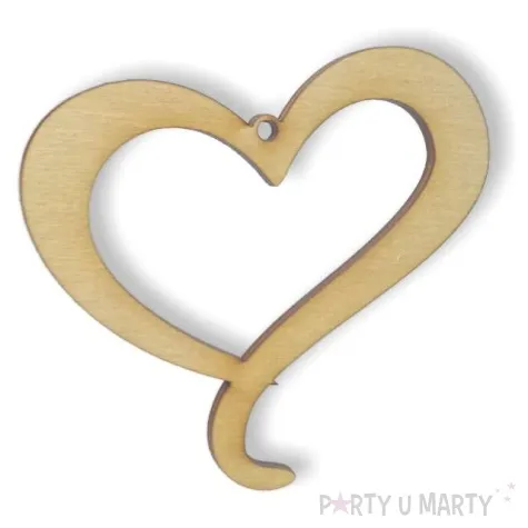zawieszka drewniana serce z ogonkiem 79 x 72 mm