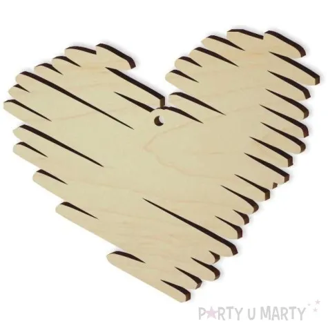 zawieszka drewniana serce zygzak 90 x 79 mm 10 szt