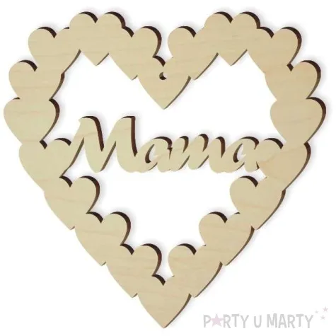 zawieszka drewniana serduszka mama 122x120 mm