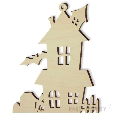 zawieszka drewniana straszny dom 63 x 81 mm 10 szt