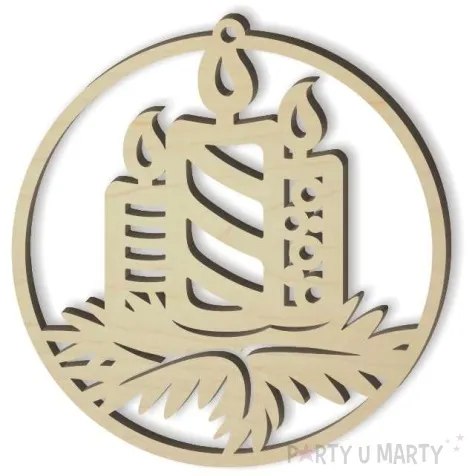 zawieszka drewniana stroik w bombce 80 x 83 mm