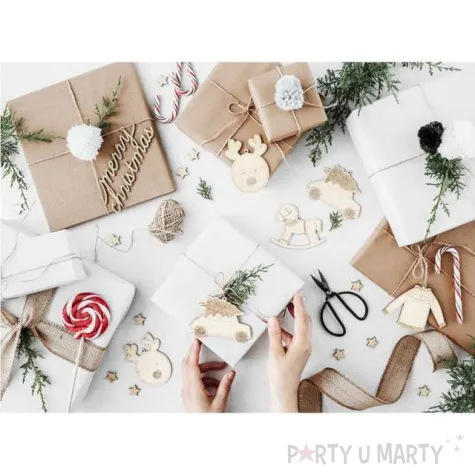 zawieszka drewniana swieta mix 10 szt partydeco