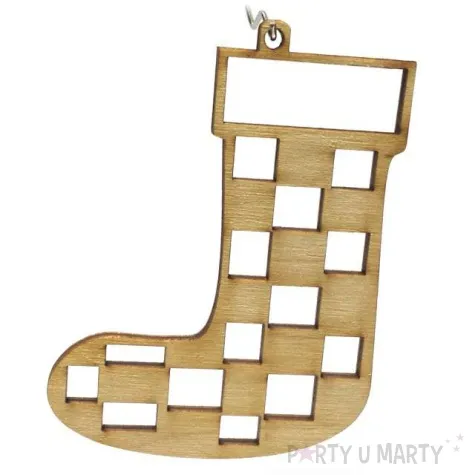 zawieszka drewniana swieteczna skarpetka 60 x 79 mm 10 szt