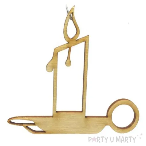 zawieszka drewniana swieteczna swieczka 76 x 72 mm 10 szt