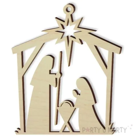 zawieszka drewniana szopka 69 x 82 mm
