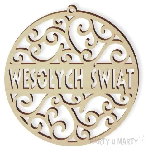 zawieszka drewniana wesolych swiat art 85 x 88 mm 10 szt