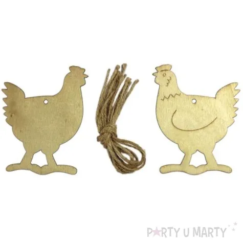 zawieszka drewniana wielkanoc kury drewno titanum 6 szt