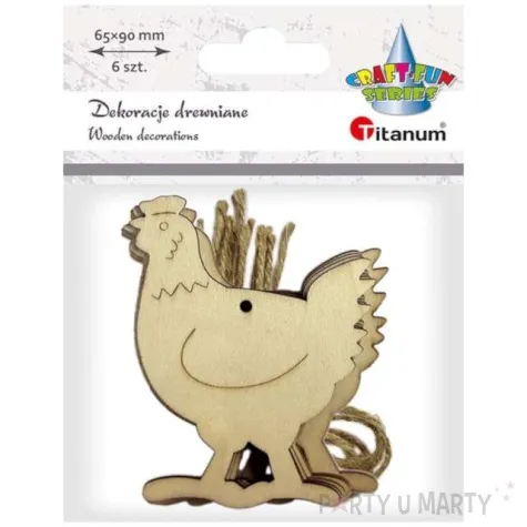 zawieszka drewniana wielkanoc kury drewno titanum 6 szt