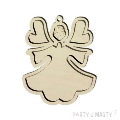 zawieszka drewniana wyklejanka aniolek 80 x 95 mm