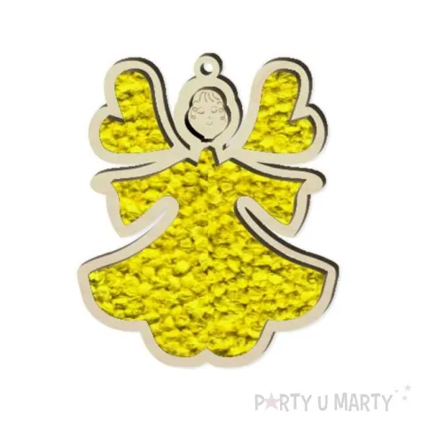 zawieszka drewniana wyklejanka aniolek 80 x 95 mm