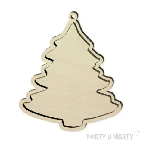 zawieszka drewniana wyklejanka choinka 90 x 105 mm