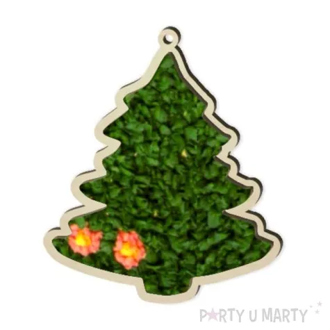 zawieszka drewniana wyklejanka choinka 90 x 105 mm