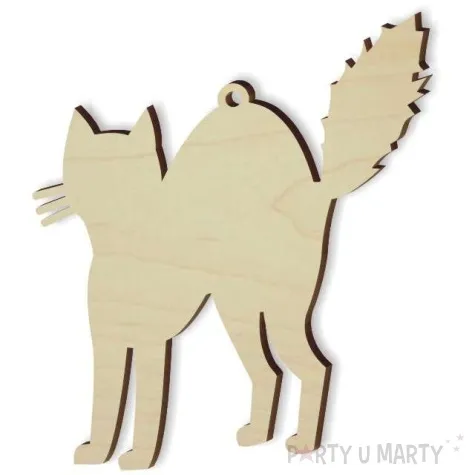 zawieszka drewniana wystraszony kot 75 x 87 mm