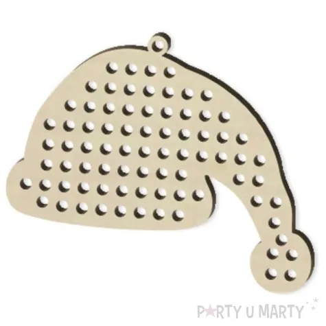 zawieszka drewniana wyszywanka czapka mikolaja 90 x 75 mm