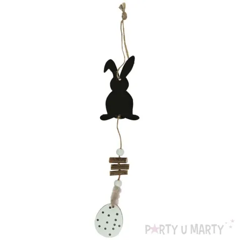 zawieszka drewniana zajac i pisanka gladki czarno bialy arpex 30 cm