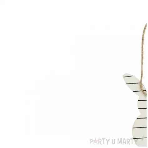 zawieszka drewniana zajac i pisanka paski bialo czarny arpex 30 cm