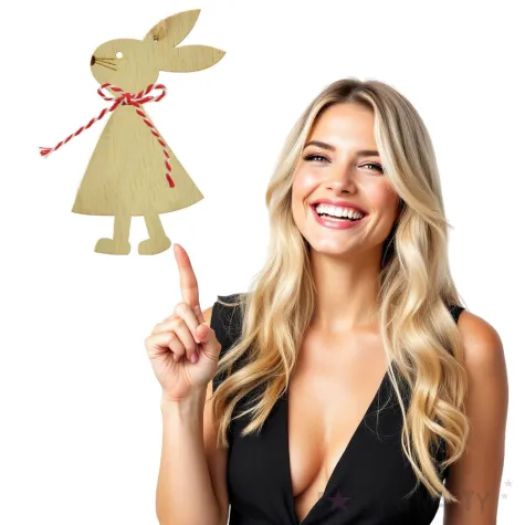 zawieszka drewniana zajaczek w czerwona kokardka arpex 11cm