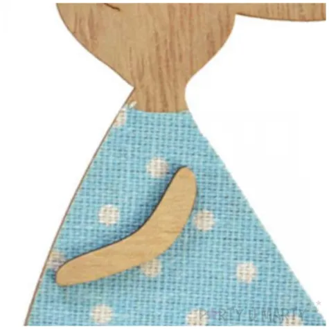 zawieszka drewniana zajaczek w niebieskiej sukience arpex 11cm