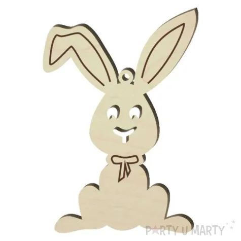 zawieszka drewniana zajaczek z kokardka 60x90 mm