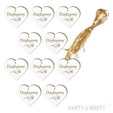 zawieszka hdf serduszko dziekujemy bialy 10 szt