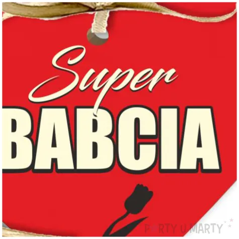 zawieszka hdf serduszko super babcia czerwony 5 5x5 cm