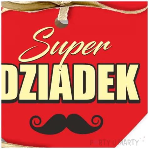 zawieszka hdf serduszko super dziadek czerwony 5 5x5 cm