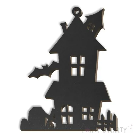 zawieszka hdf straszny dom czarna 63 x 81 mm