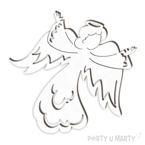 zawieszka laminowana aniolek prosto z nieba bialy 10 cm