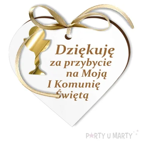 zawieszka laminowana podziekowania komunia sw zloty akryl 5 cm 5 szt