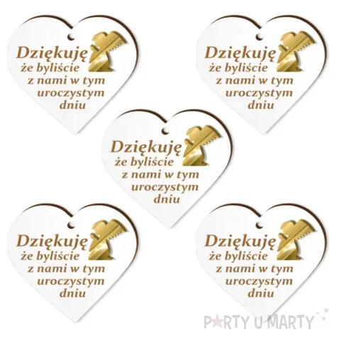 zawieszka laminowana podziekowania uniwersal zloty akryl 5 cm 5 szt