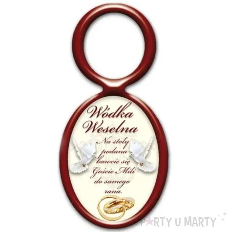 zawieszka na alkohol wodka weselna obraczki i golabki 20 szt