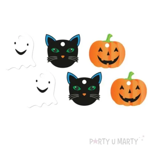 zawieszka na butelke duch kot dynia halloween congee 12 szt