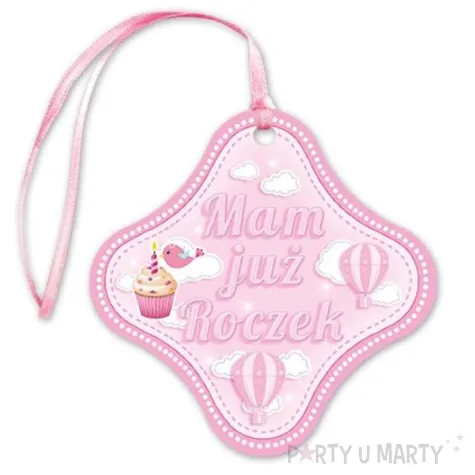 zawieszka na butelke mam juz roczek babeczka 20 szt