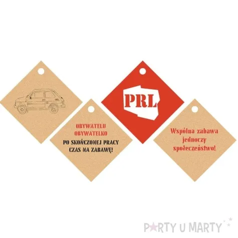 zawieszka na butelke prl brazowy czerwony congee 12 szt