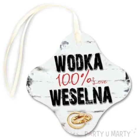 zawieszka na butelke wodka 100 weselna 20 szt