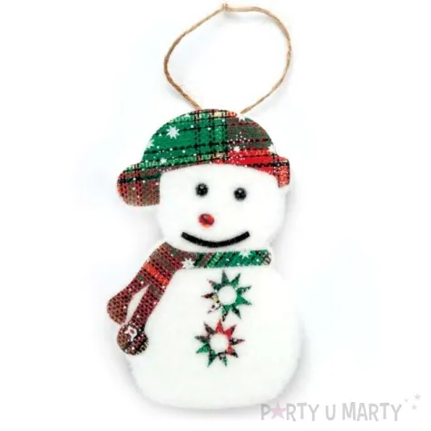 zawieszka na choinke balwanek w szaliku partypal 12 x 12 cm