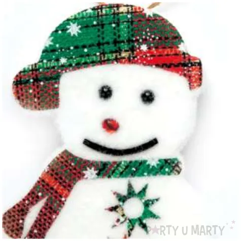 zawieszka na choinke balwanek w szaliku partypal 12 x 12 cm