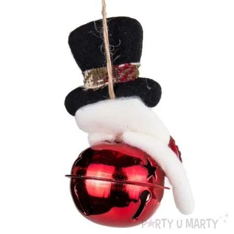 zawieszka na choinke balwanek z dzwoneczkiem czakos 10 cm