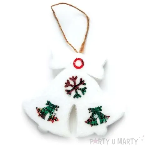 zawieszka na choinke biale dzwoneczki partypal 14 x 12 cm