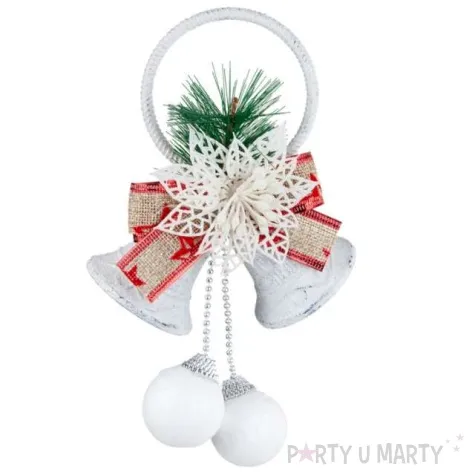 zawieszka na choinke dzwonki z gwiazda betlejemska bialy czakos