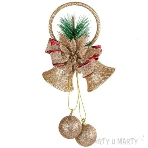 zawieszka na choinke dzwonki z gwiazda betlejemska pelna zloty czakos