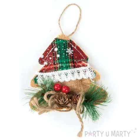 zawieszka na choinke jutowa choineczka partypal 13 cm