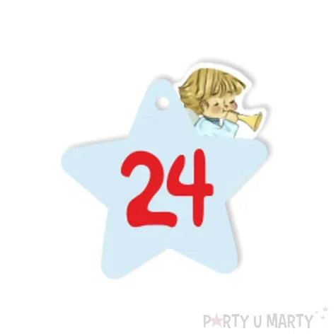 zawieszka papierowa kalendarz adwentowy aniolek 45 mm 24 szt