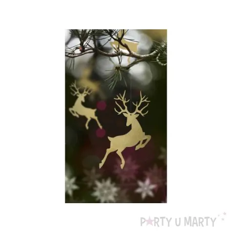 zawieszka papierowa rudolf zloty 9 4 x 14 5 cm 10 szt