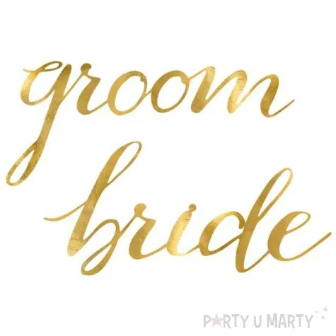 zawieszki bride groom zlote partydeco 2 szt