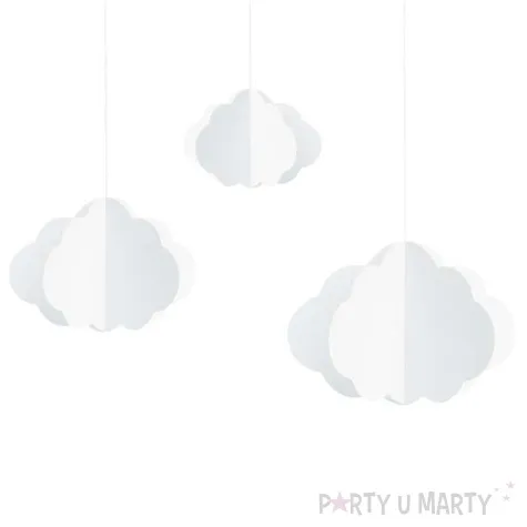 zawieszki dekoracyjne chmurki biale partydeco 3 szt